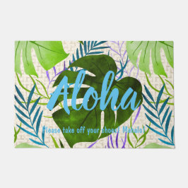 Maleah Monstera Tropical Hawaiian Watercolor-Green Fußmatte