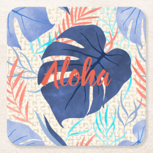 Maleah Monstera Tropisch Hawaiianisches Aquarell - Rechteckiger Pappuntersetzer