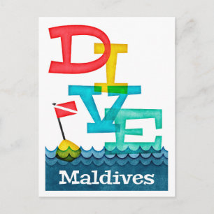 Malediven Dive - farbenfrohe Schuppen Postkarte