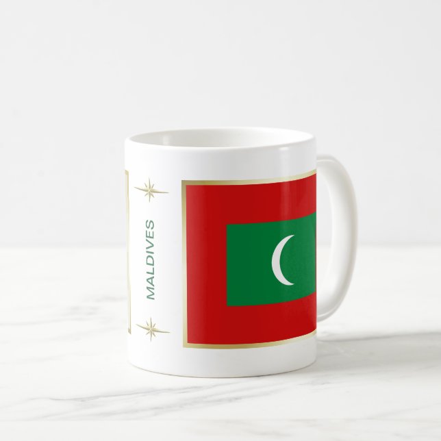 Malediven-Flagge + Karten-Tasse Kaffeetasse (VorderseiteRechts)