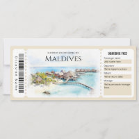 Malediven Flugzeug Boarding Pass Ticket