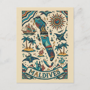 Malediven Indischer Ozean Postkarte