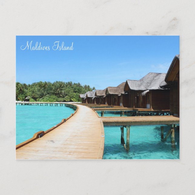 Malediven Insel romantischen Urlaub mit Schaufenst Postkarte (Vorderseite)