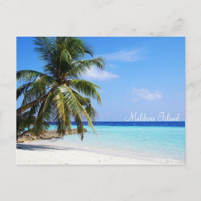 Malediven Insel romantischen Urlaub mit Schaufenst Postkarte (Vorderseite)