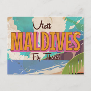 Malediven-Insel-Vintage-Reiseposter-Kunst. Postkarte