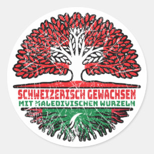 Malediven Maledivisch Schweizer Schweiz Baum Runder Aufkleber