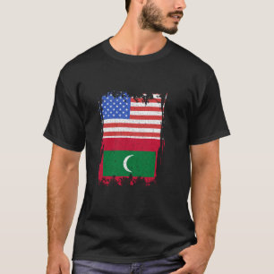 Malediven Maledivische Flagge USA Amerika Herz Mal T-Shirt
