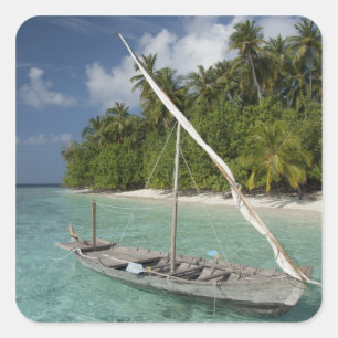 Malediven, Nord-Male-Atoll, Insel Kuda Quadratischer Aufkleber