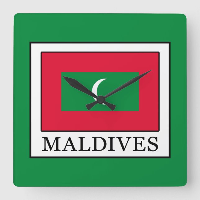 Malediven Quadratische Wanduhr (Vorderseite)