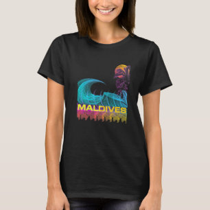 Malediven Retro 80er Stil Vintage Vaporwave Surfen T-Shirt