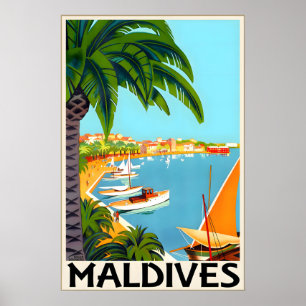 Malediven Tropische Inseln Reiseplakat Roger Poster