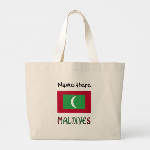 Malediven und Maledivische Flagge Personalisiert Jumbo Stoffbeutel