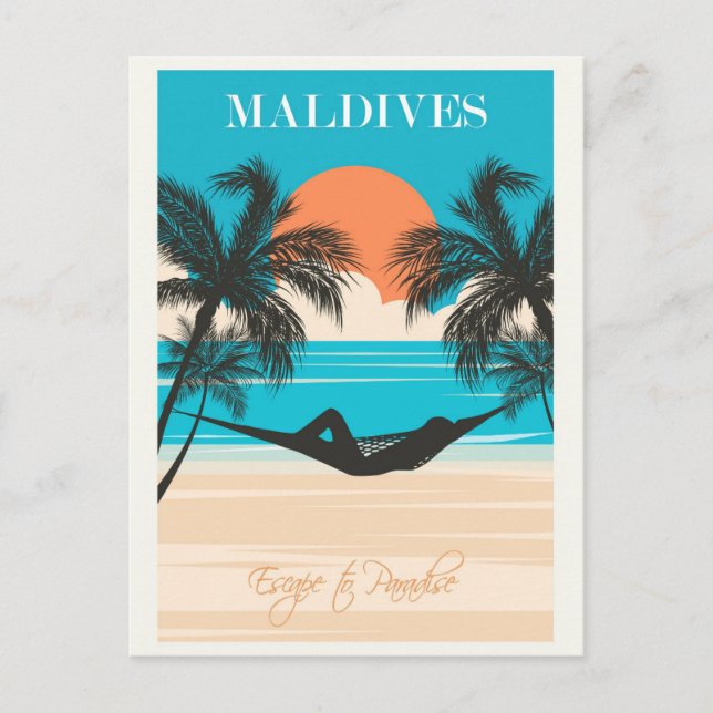 Malediven Vintag Beach Travel Postkarte (Vorderseite)