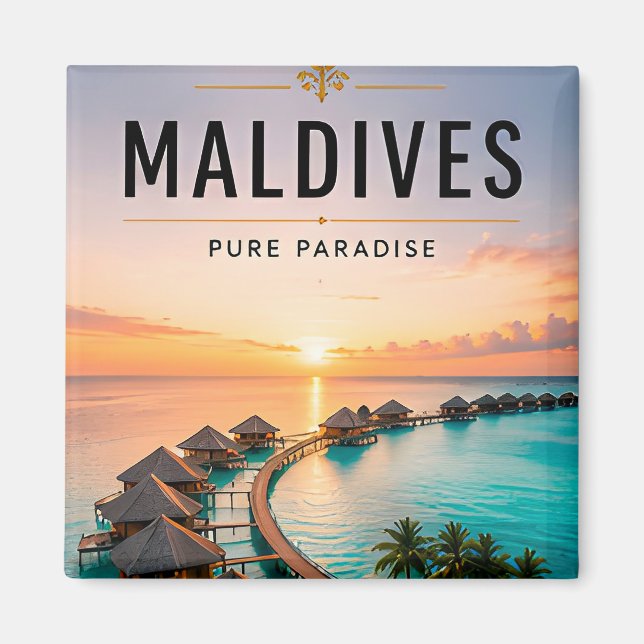 🏝️ Malediven-Wasser-Villa-Paradies Modern  Magnet (Vorne)
