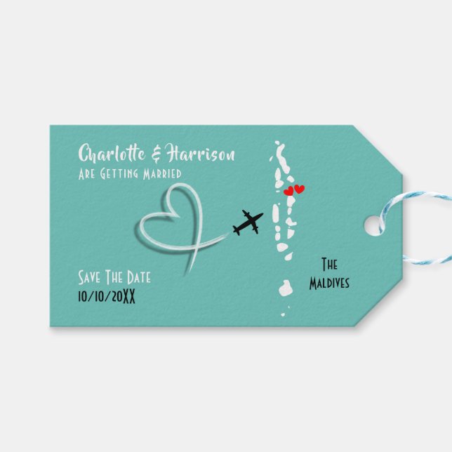 Malediven Wedding Destination Save the Date Geschenkanhänger (Vorderseite (Horizontal))