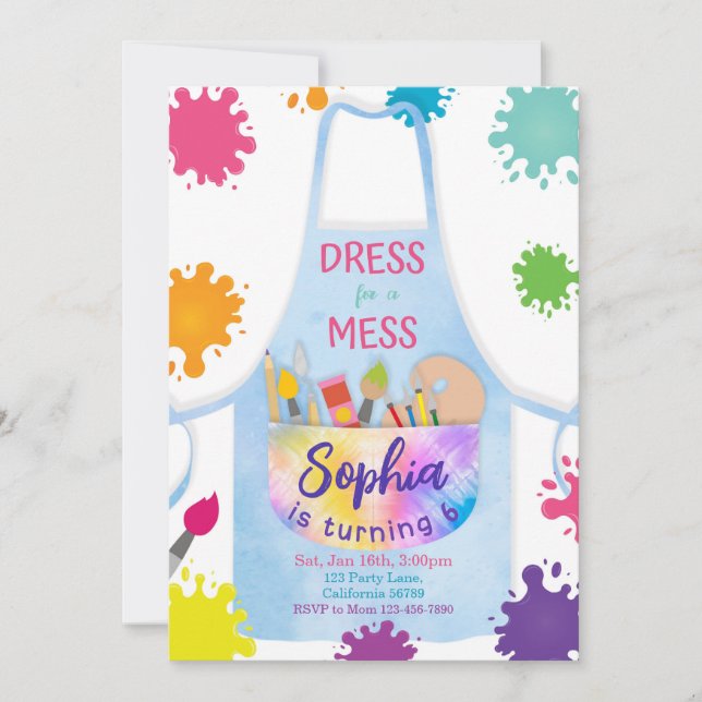 Malen Geburtstag Einladung Malerei Einladung Kunst (Vorderseite)