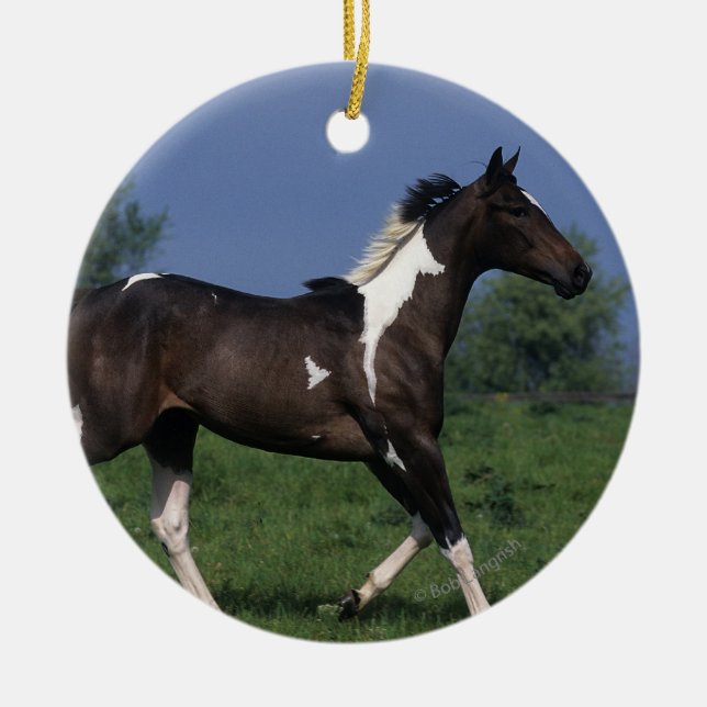 Malen Sie das Pferd, das 2 laufen lässt Keramikornament (Vorne)