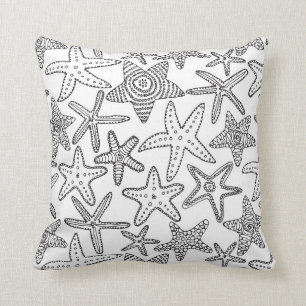 Malen Sie Ihr eigenes Starfish-Schwarzweiss-Küste Kissen