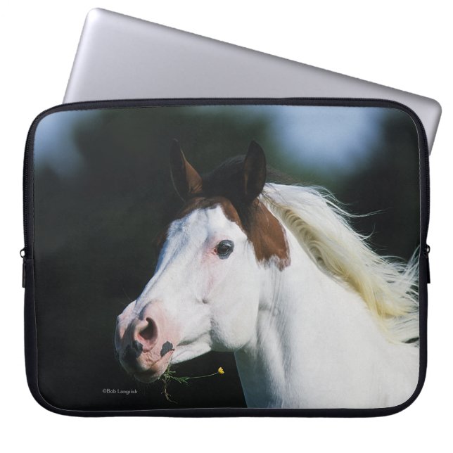 Malen Sie PferdeHeadshot 3 Laptopschutzhülle (Vorderseite)