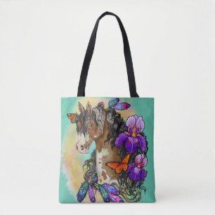 Malen Sie Pferdemustang mit Iris und Tasche