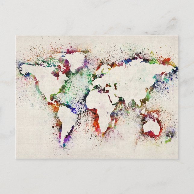 Malen Sie spritzt Textabbildung der Welt Postkarte (Vorderseite)