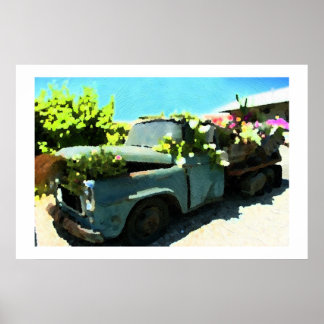 Malen von LKW-Blume für Lieferwagen in der Altzeit Poster