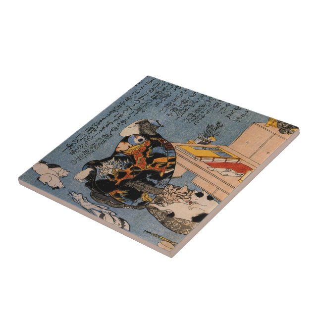 Maler, der Katzen mag, Utagawa Kuniyoshi Fliese (Seite)