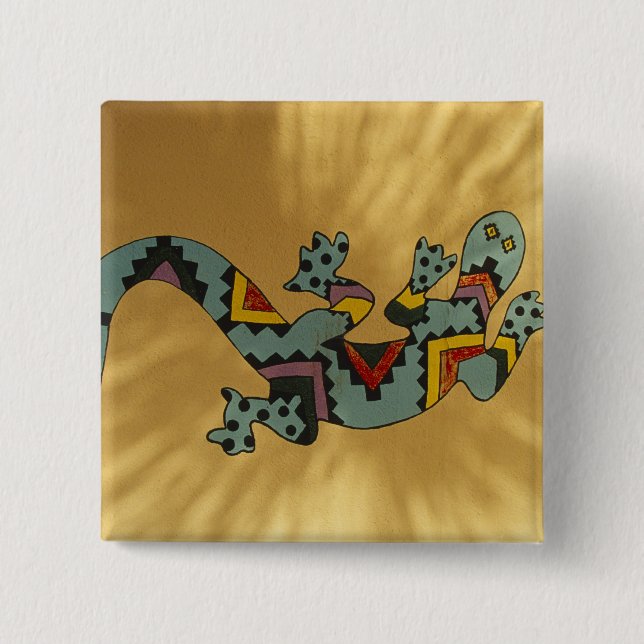 Maler Gecko-Eidechse an der Wand, Tucson, Arizona, Button (Vorderseite)
