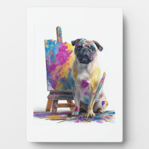 Maler Pug � abstrakter Kunsthund Fotoplatte