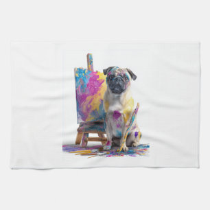 Maler Pug � abstrakter Kunsthund Geschirrtuch