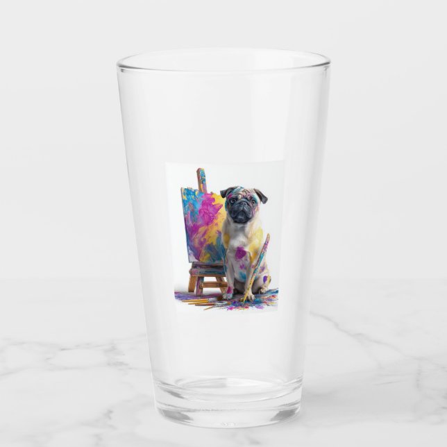 Maler Pug � abstrakter Kunsthund Glas (Vorderseite)