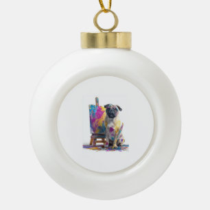 Maler Pug � abstrakter Kunsthund Keramik Kugel-Ornament