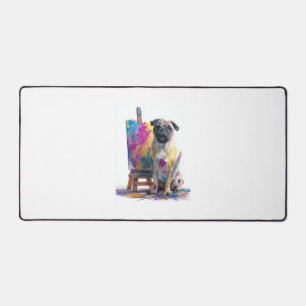 Maler-Pug � Abstrakter Kunsthund Schreibtischunterlage