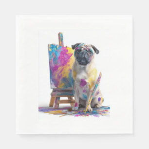 Maler Pug � abstrakter Kunsthund Serviette