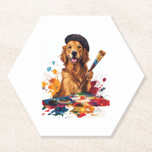 Maler Pup - Künstlerischer Hund mit Easel Untersetzer