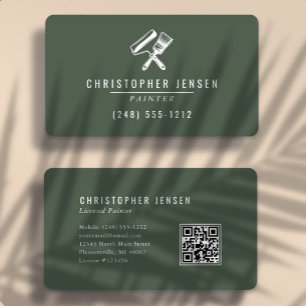 Maler-QR-Code Dunkelgrün Abgerundet Malerei Visitenkarte