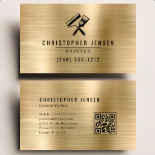 Maler-QR-Code Gold-Schwarz-Metallische Malerei Visitenkarte