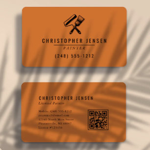 Maler-QR-Code-Terrakotta-Schwarz-abgerundete-Maler Visitenkarte