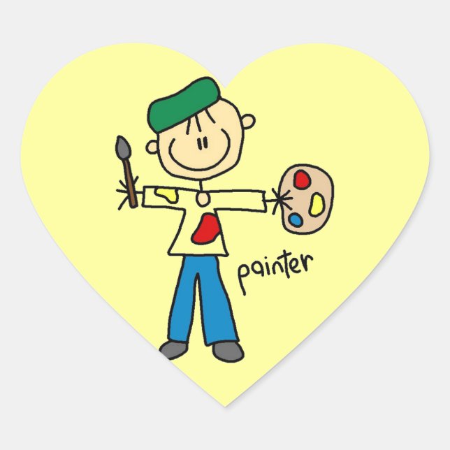Maler-Stickfigur Herz-Aufkleber (Vorderseite)