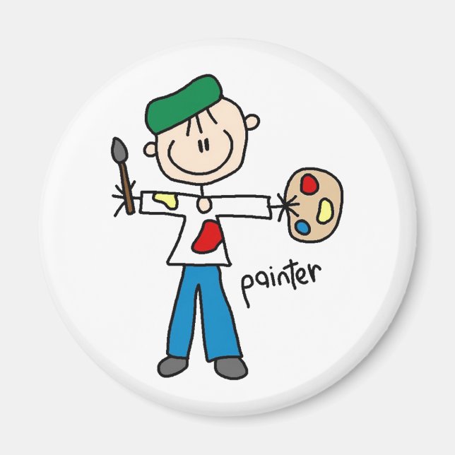 Maler-Stickfigur-Magnet Magnet (Vorne)