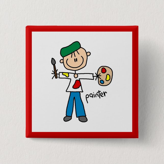 Maler-Strichmännchen Button (Vorderseite)