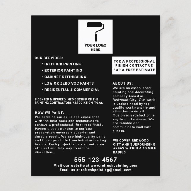 Maler und Dekorator hinzufügen Ihr Logo schwarz Flyer (Vorne)