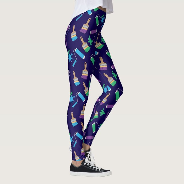 Maler- und Dekoratormuster für Pinsel und Rollen Leggings (Rechts)