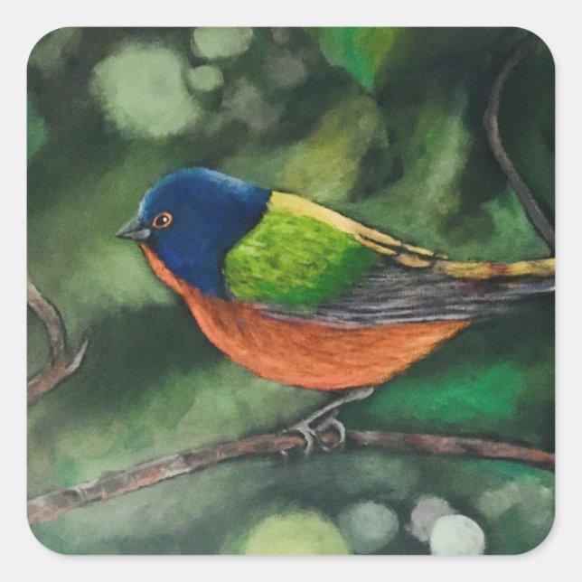 Maler Vogelbär Quadratischer Aufkleber (Vorderseite)