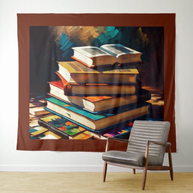 Malerei alter Bücher Wandteppich (Beispiel (Horizontal))