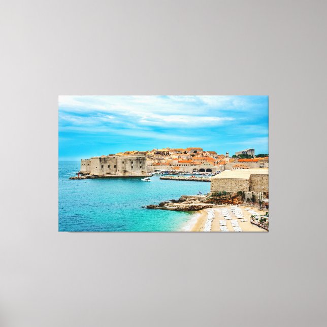 Malerei am Strand von Dubrovnik Leinwanddruck (Vorderseite)