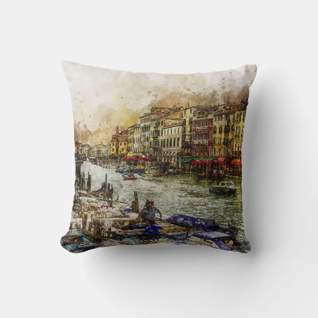 Malerei am Venedig-Kanal Kissen (Vorderseite)