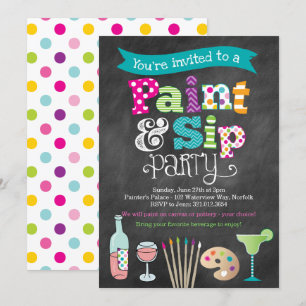 Malerei Art Party Chalkboard Stil Einladung