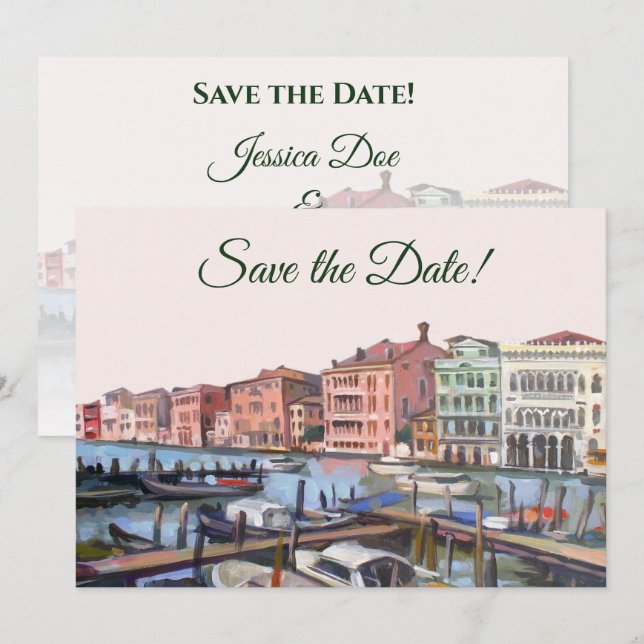 Malerei auf dem Canale Grande, Venedig, Italien Ho Einladung (Vorne/Hinten)