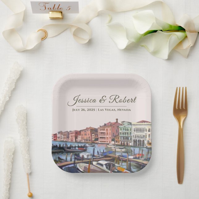 Malerei auf dem Canale Grande, Venedig, Italien Pappteller (Hochzeit)